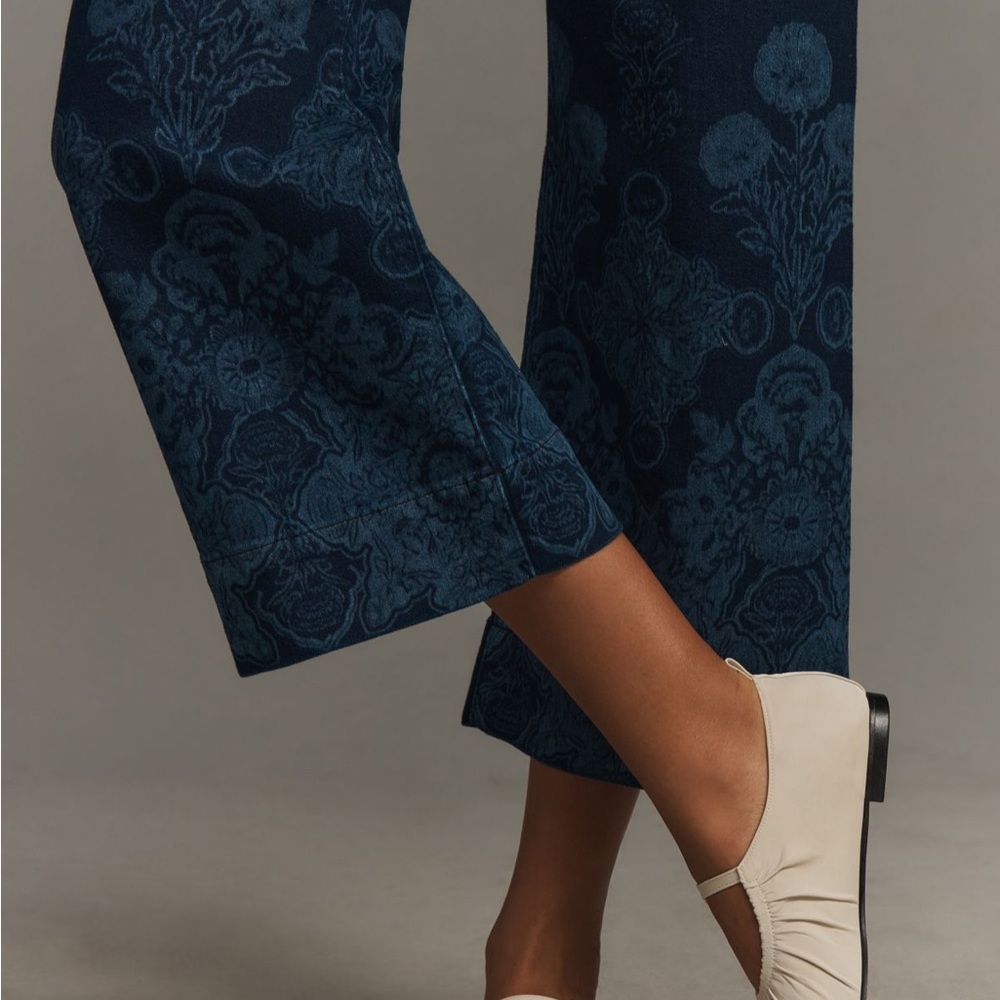 Anthropologie Maeve Colette wide leg Floral Cropped Jeans - Picture 9 of 10